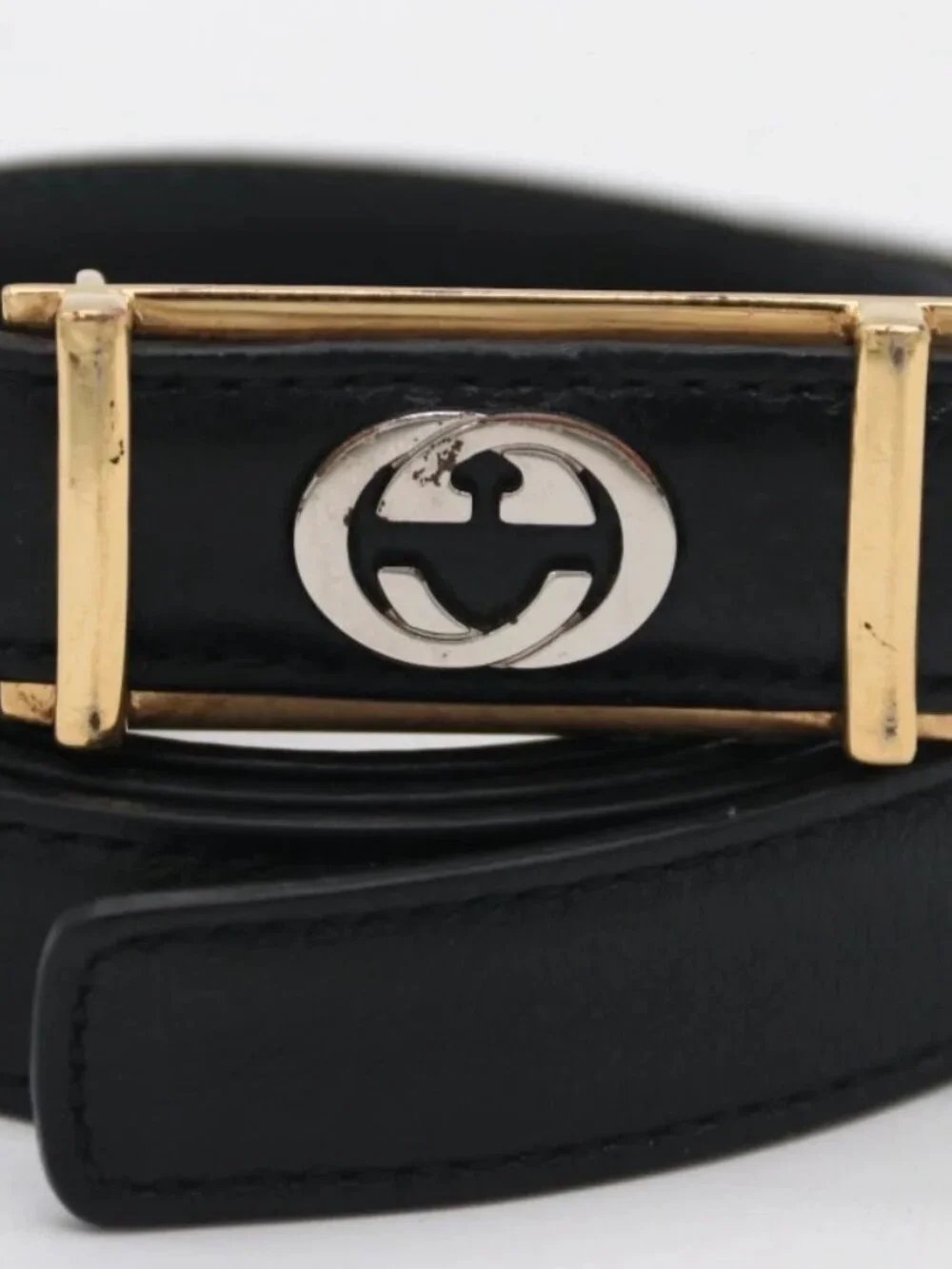 Vintage Gucci 2cm Black Textured Leather Belt Size 90/36 - 214351